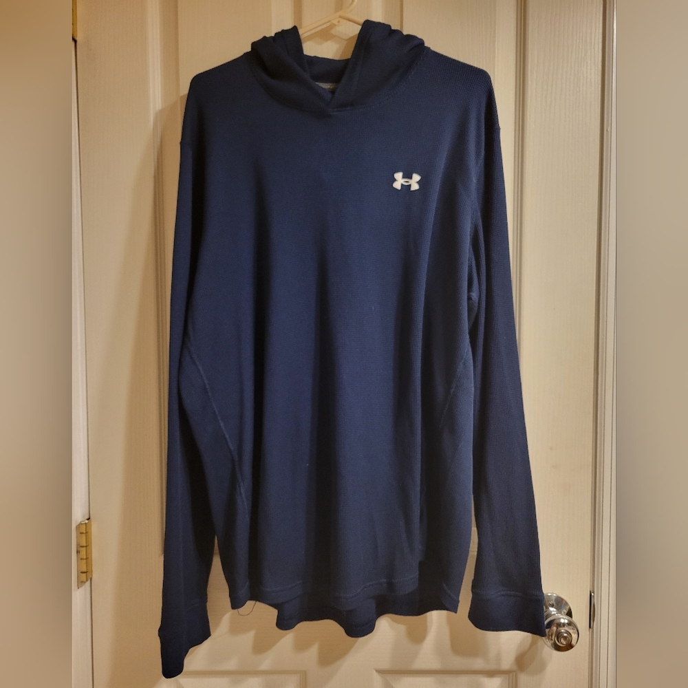 Mens XXL Under Armour navy waffle-knit light weight hoodie